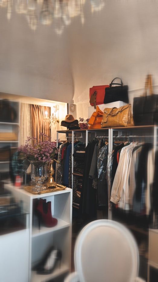 Inside the boutique with its crystal chandelier
