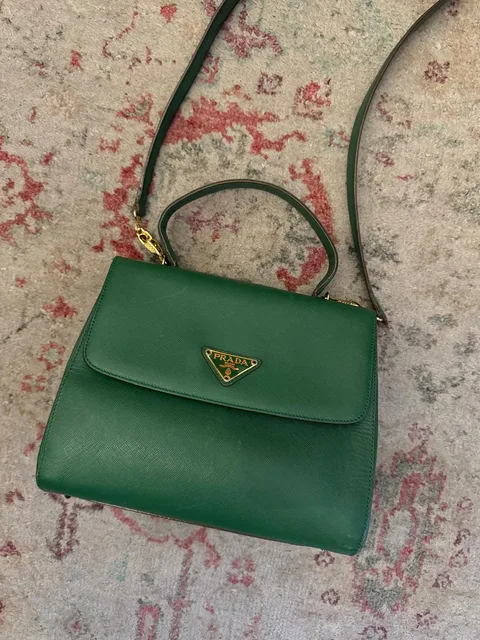 Prada — Green Saffiano leather bag